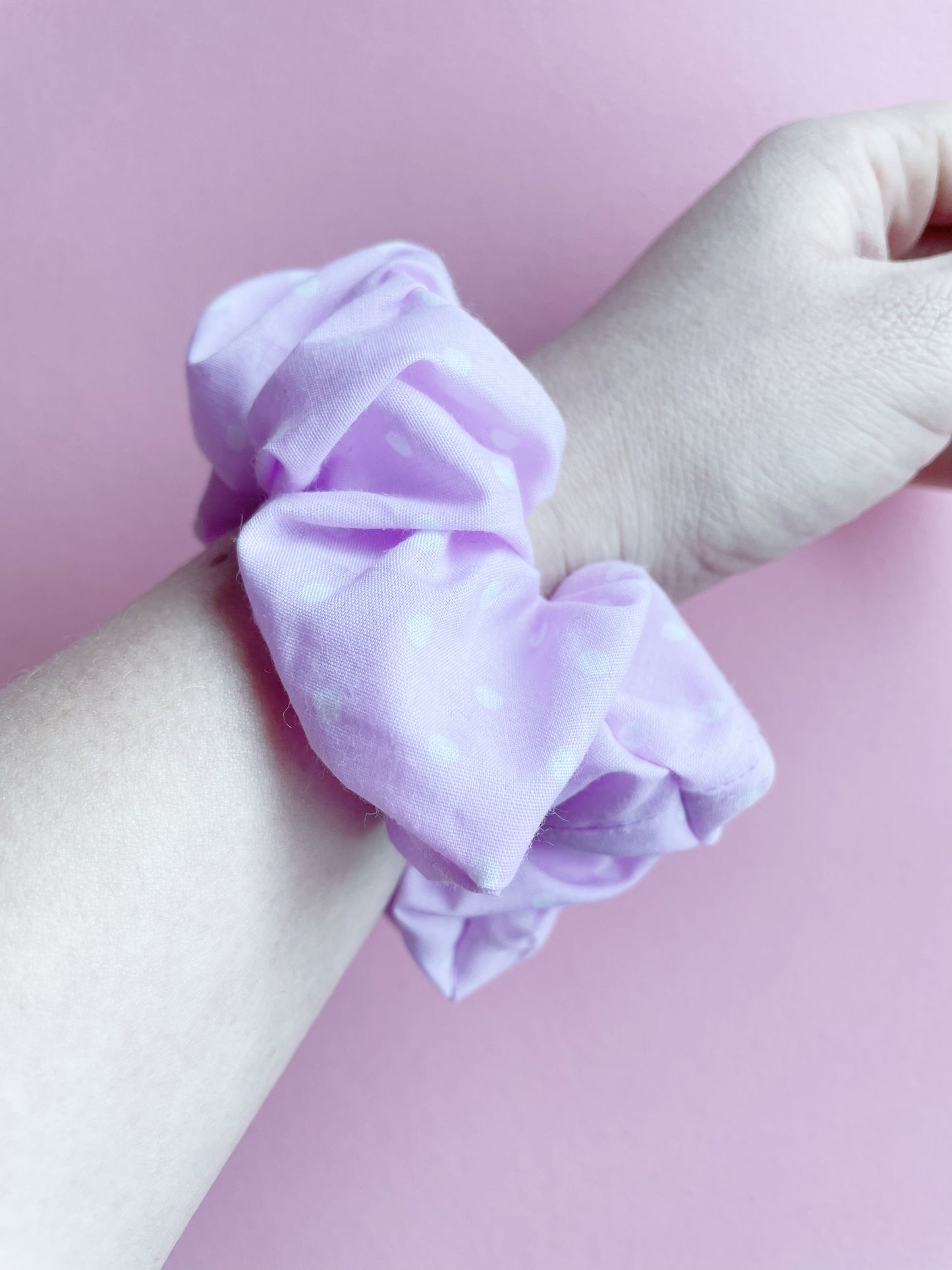 Pastel Purple polka dot regular Scrunchie