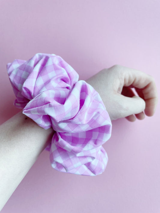 Pink Checkered XL Scrunchie