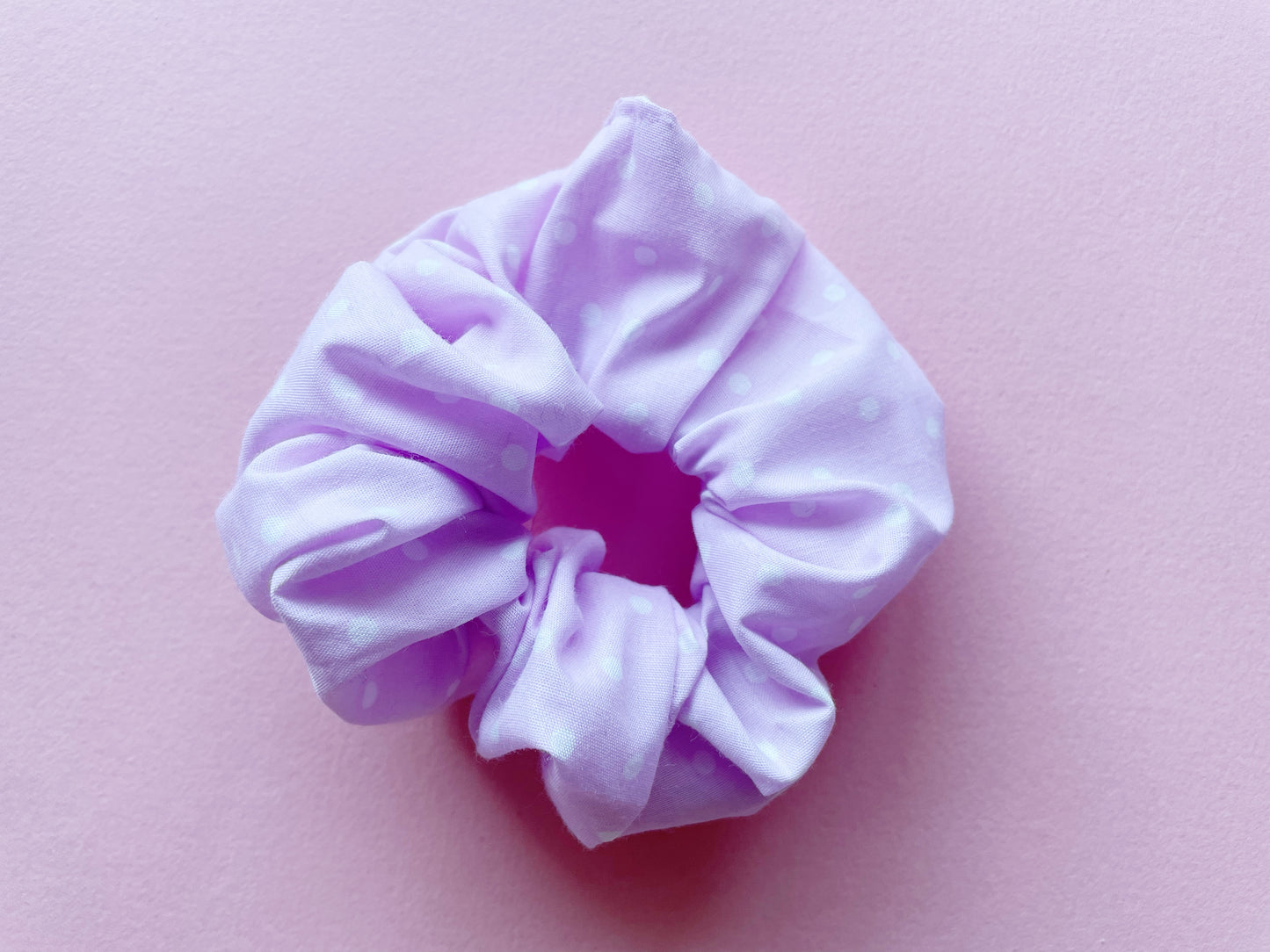 Pastel Purple polka dot regular Scrunchie