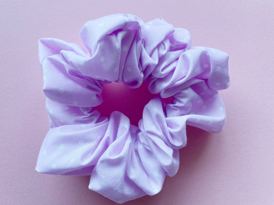 XL Pastel Purple Polka Dot Scrunchie