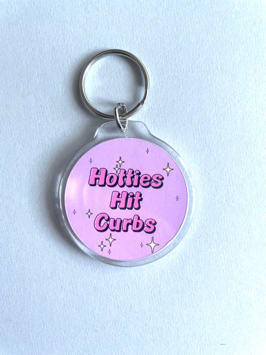 Hotties hit curb Keychain