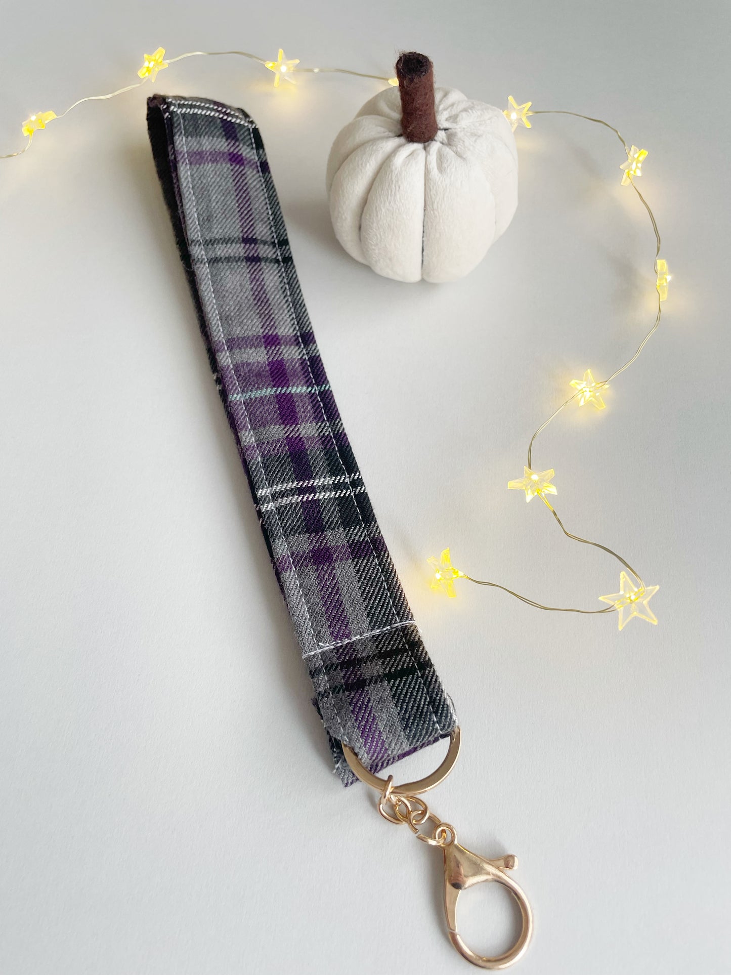 Purple Check Wristlet Keychain