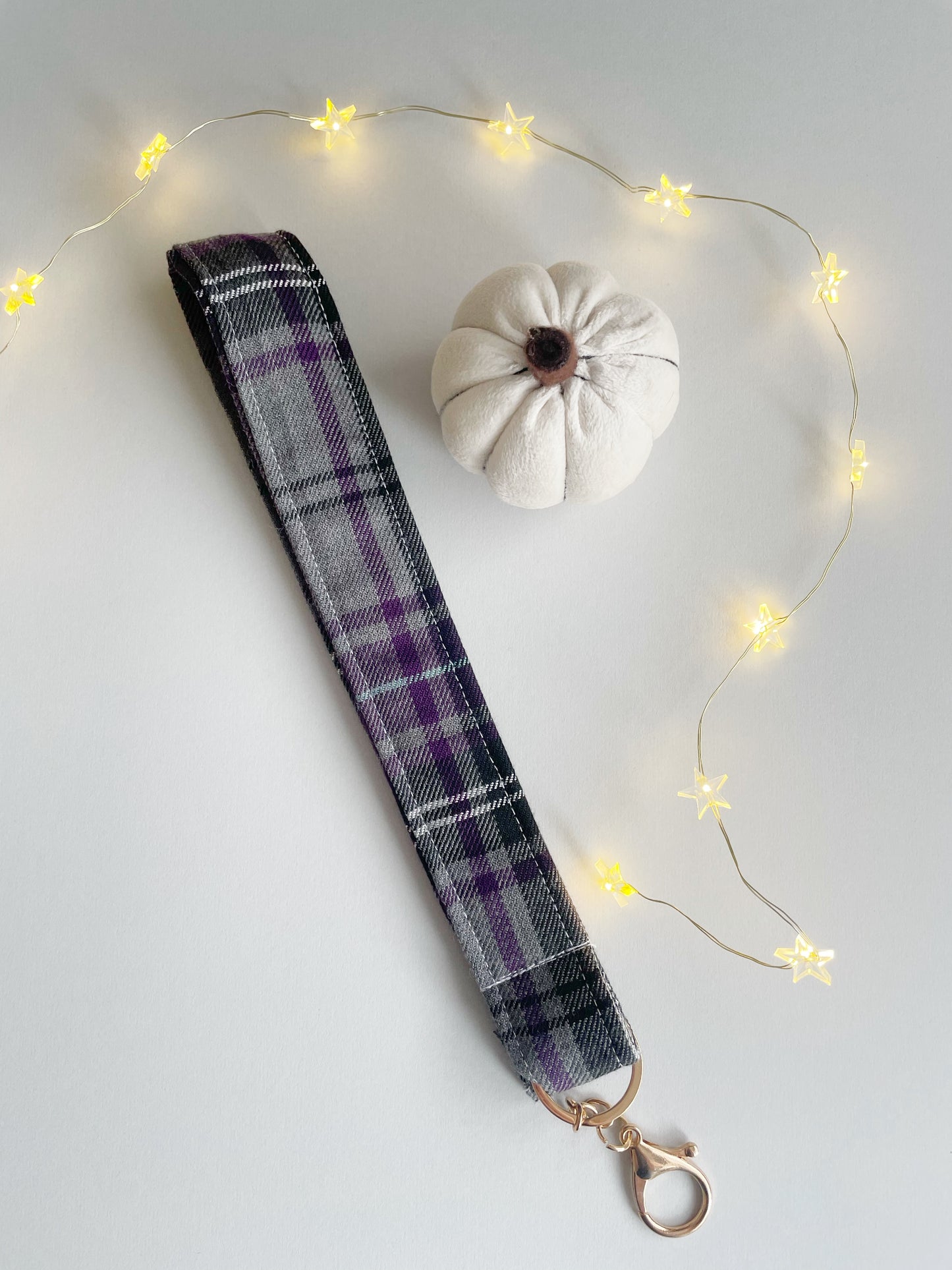 Purple Check Wristlet Keychain